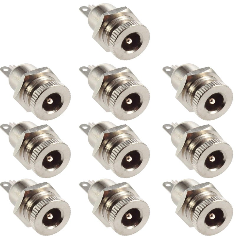 CenryKay 10PCS 5.5 x 2.1mm DC-099 10A DC Power Jack Socket,Threaded Female Panel Mount Connector Adapter - Image 1